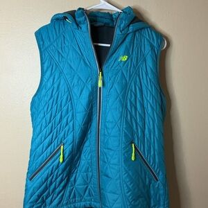 New Balance Teal Quilted Vest with Neon Accents